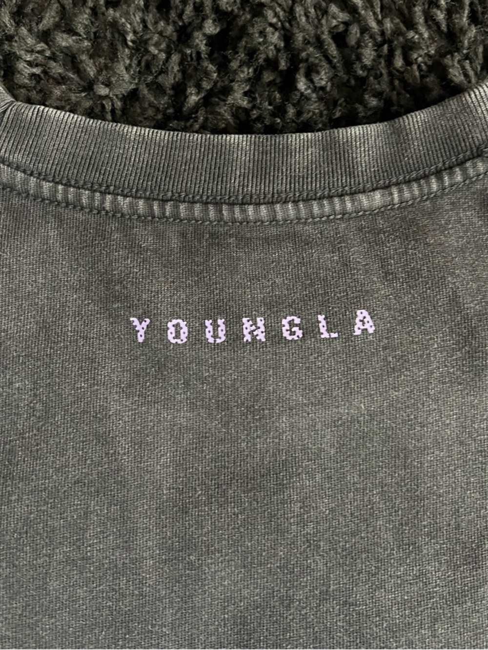 YoungLA Black Graphic Tee with Neon Green & Purple Print - Picture 5 of 5